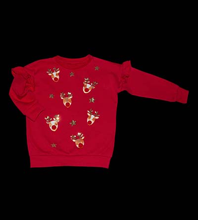 Fešáček * dětský second hand * Mikina s vánočním motivem sobů a hvězdiček