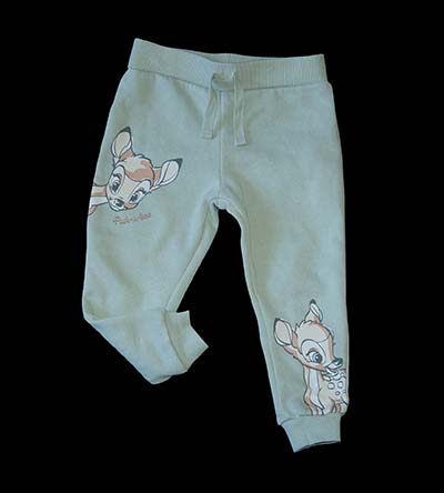 Fešáček * dětský second hand * Tepláčky se srnkou "Bambi" uni