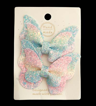 Fešáček * dětský second hand * Duhové Sponky "Motýlci"  - azurová