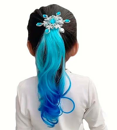 Fešáček * dětský second hand * Štrasová sponka do vlasů s barevným pramenem "tyrkysová"