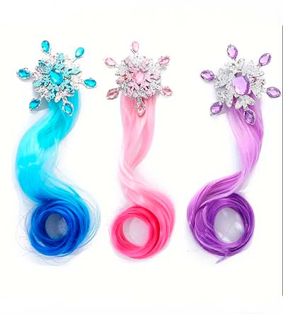 Fešáček * dětský second hand * Štrasové sponky do vlasů s barevným pramenem - 3 ks